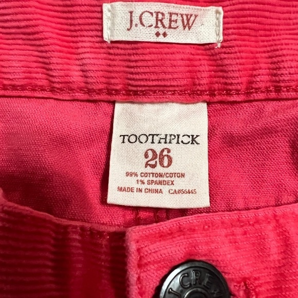 J.Crew Toothpick pink corduroy pants. Size 26 - Picture 3 of 5